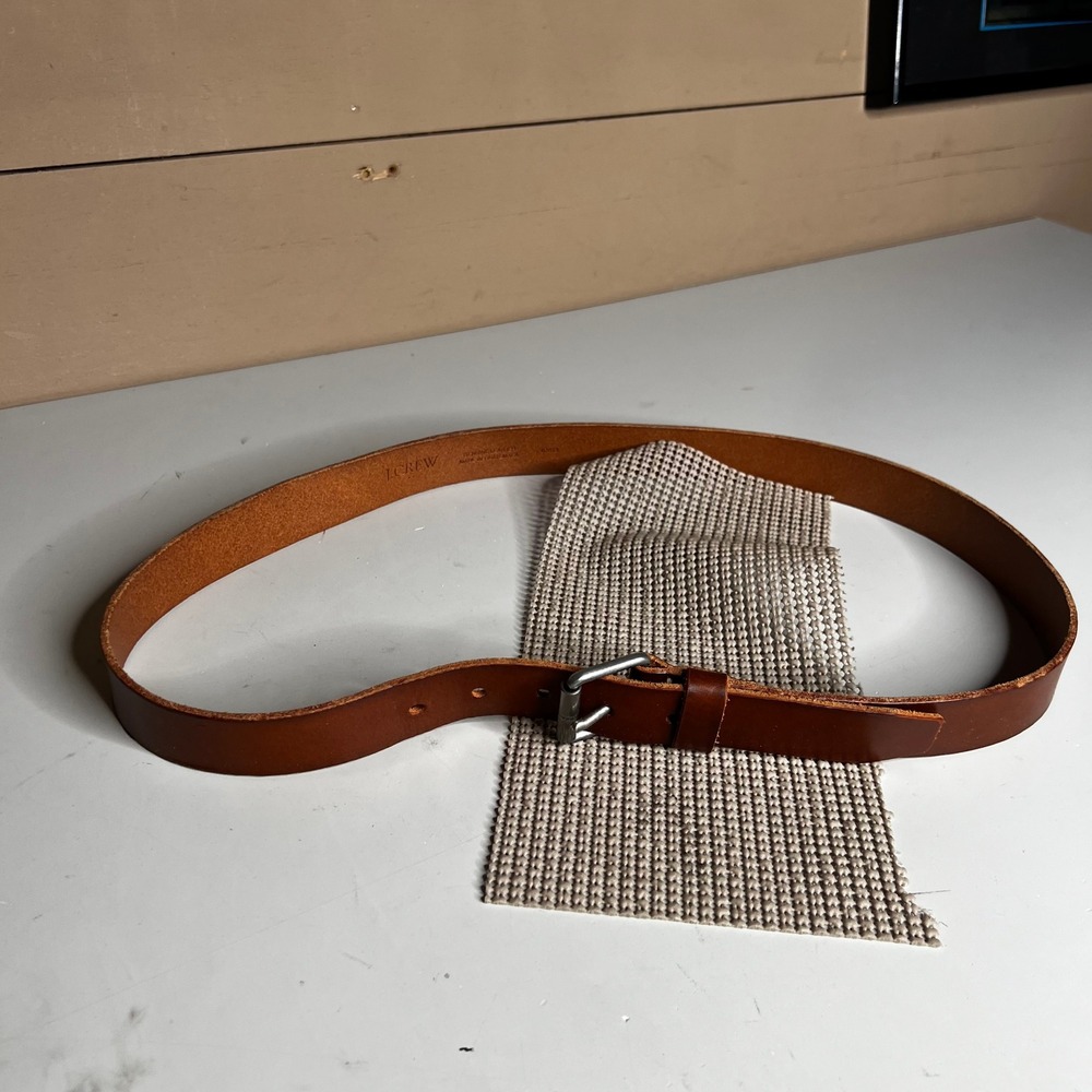J.Crew Mens Brown Genuine Leather Belt Size 38 Cognac Casual Classic 01013